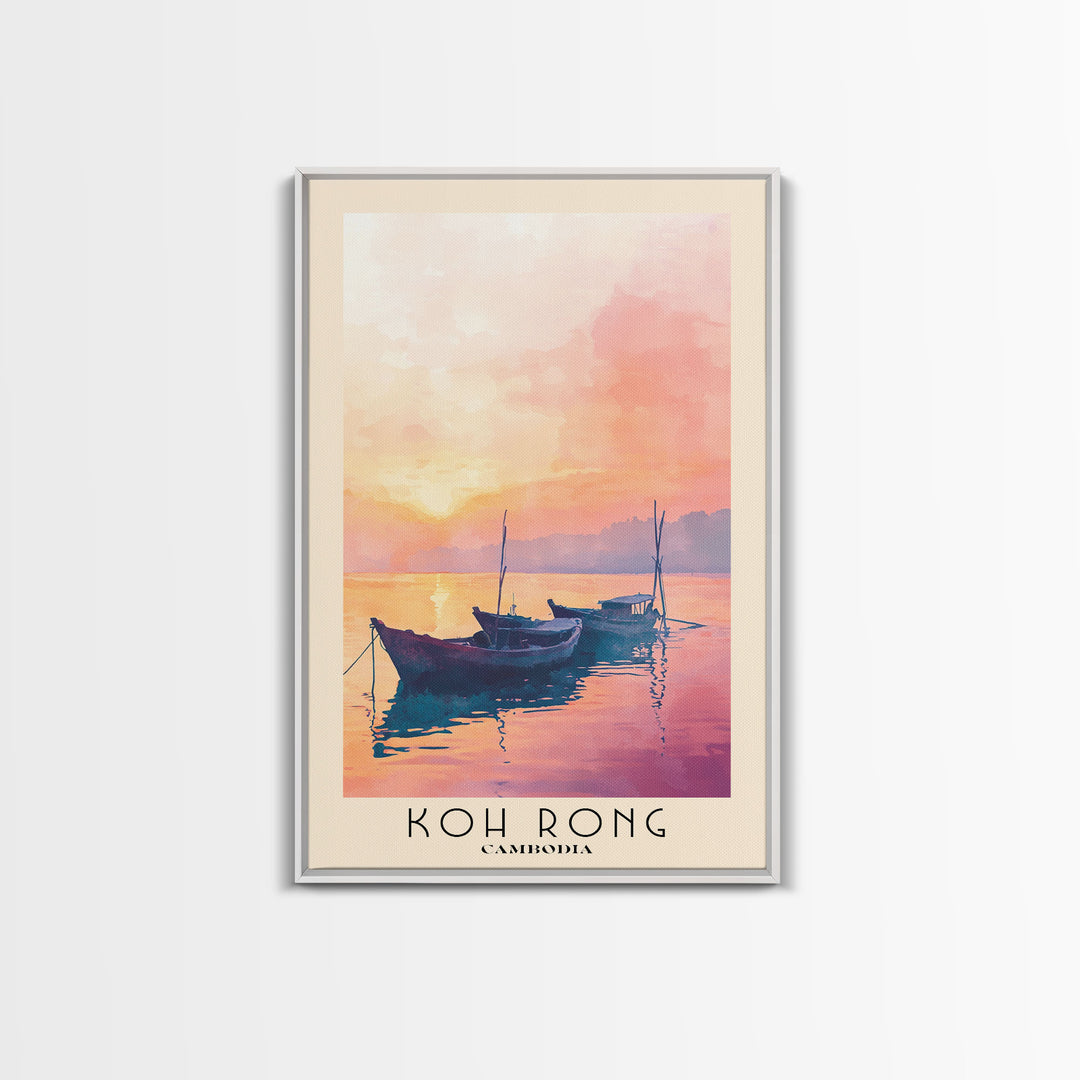 Koh Rong, Cambodia Watercolor Beach Print, Vacation Gift, Cambodia Wall Art, Framed Canvas Print, Framed Beach Painting