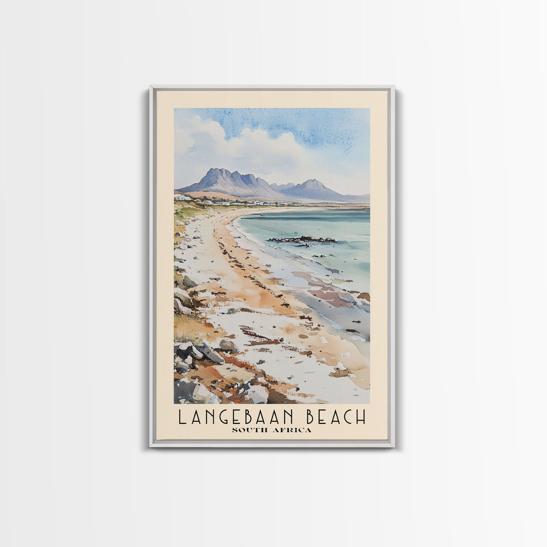 Langebaan Beach, South Africa Watercolor Print, Vacation Gift, South Africa Wall Art, Beach Painting, Beach Decor, Large Wall Art, Wood Frame Art