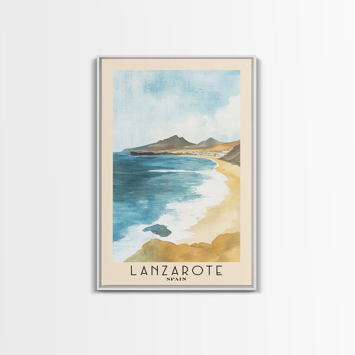 Lanzarote, Spain Watercolor Print, Vacation Gift, Spain Wall Art, Vacation Wall Art, Vacatation Memories, Beach Decor, Beach Or Lakehouse Art