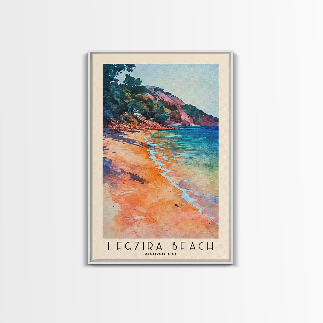 Legzira Beach, Morocco Watercolor Beach Print, Vacation Gift, Morocco Wall Art, Framed Canvas Print, Framed Beach Painting