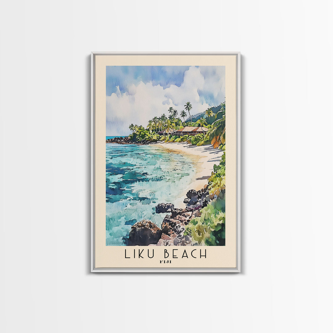 Liku Beach, Fiji Watercolor Print, Vacation Gift, Fiji Wall Art, Beach Painting, Beach Decor, Beach Or Lakehouse Art