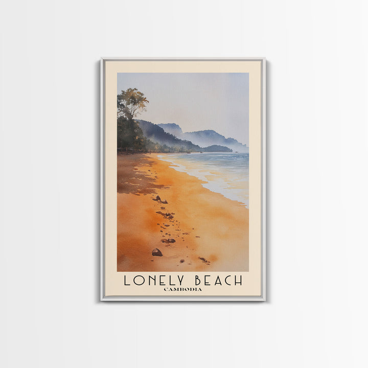 Lonely Beach, Cambodia Watercolor Beach Print, Vacation Gift, Cambodia Wall Art, Beach Painting, Beach Decor, Beach Painting