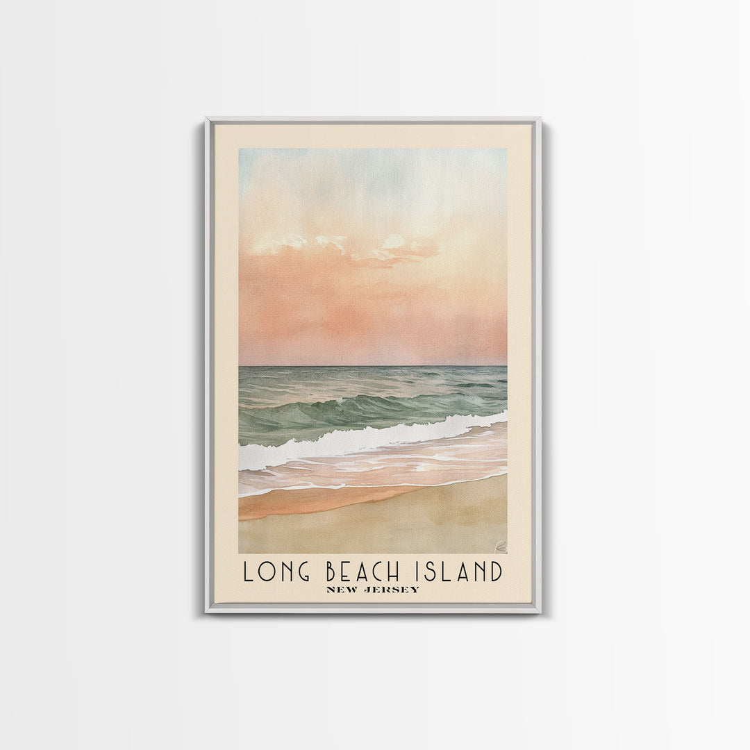 Long Beach Island, New Jersey Watercolor Print, Vacation Gift, New Jersey Wall Art, Beach Painting, Beach Decor, Large Wall Art, Wood Frame Art