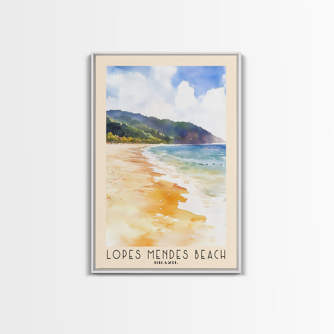 Lopes Mendes Beach, Brazil Watercolor Print, Vacation Gift, Brazil Wall Art, Beach Painting, Beach Decor, Beach Or Lakehouse Art