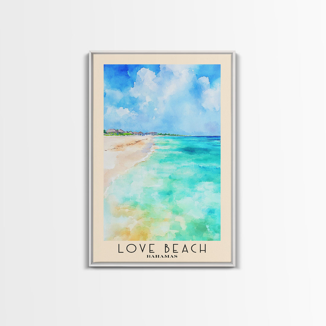 Love Beach, Bahamas Watercolor Print, Vacation Gift, Bahamas Wall Art, Vacation Wall Art, Vacatation Memories, Beach Decor, Beach Or Lakehouse Art