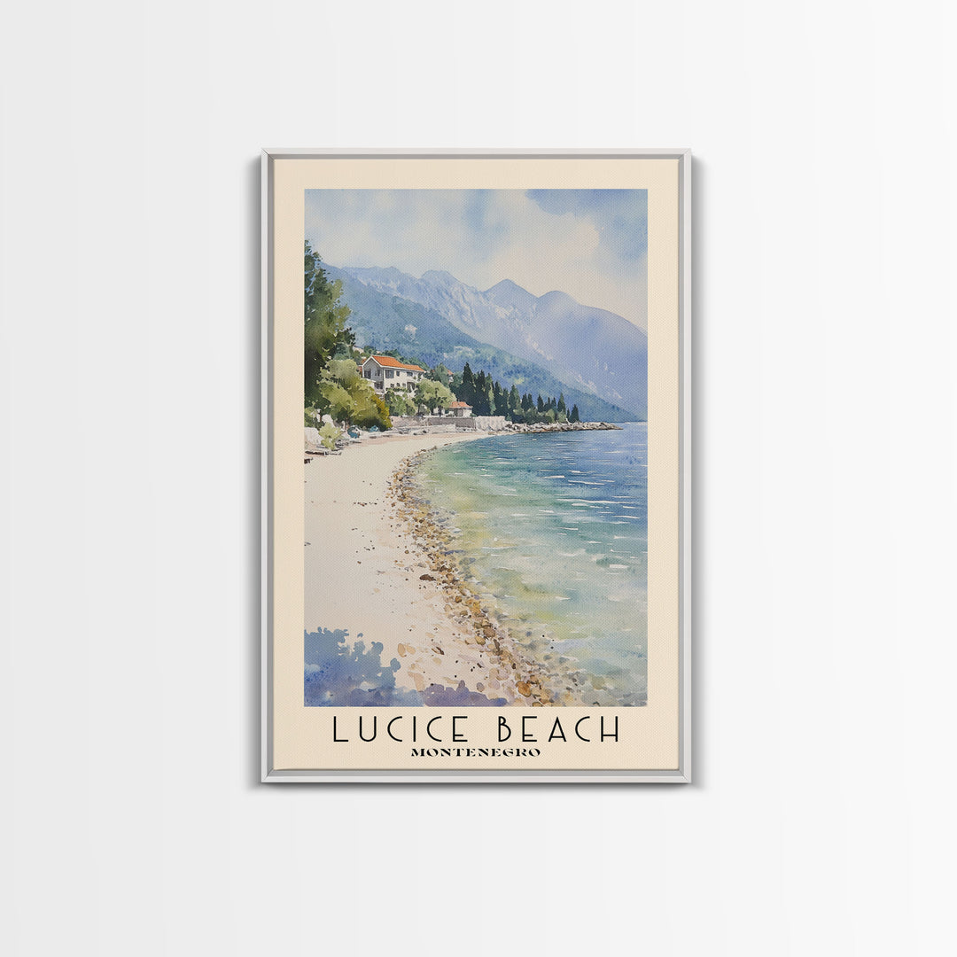 Lucice Beach, Montenegro Watercolor Beach Print, Vacation Gift, Montenegro Wall Art, Beach Painting, Beach Decor, Beach Painting