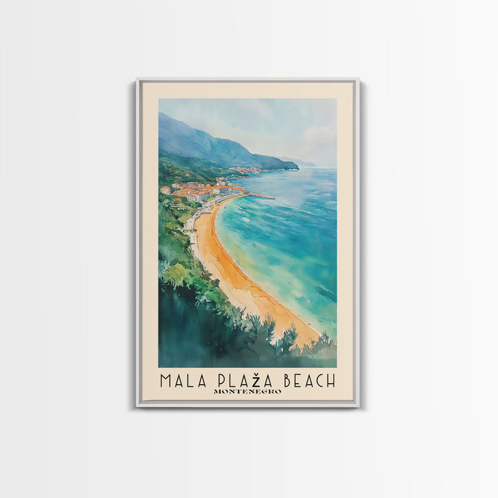 Mala Plaža Beach, Montenegro Watercolor Print, Vacation Gift, Montenegro Wall Art, Vacation Wall Art, Vacatation Memories, Beach Decor, Beach Or Lakehouse Art