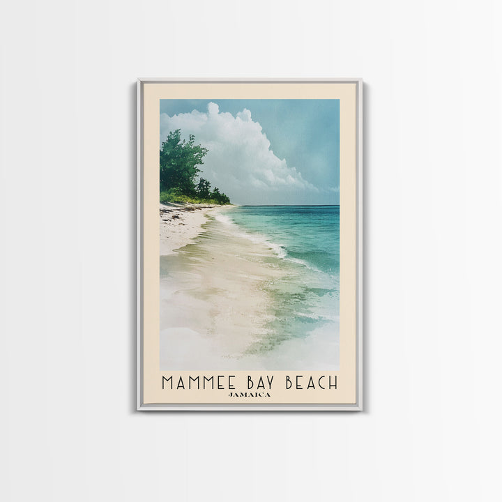 Mammee Bay Beach, Jamaica Watercolor Beach Print, Vacation Gift, Jamaica Wall Art, Framed Canvas Print, Framed Beach Painting