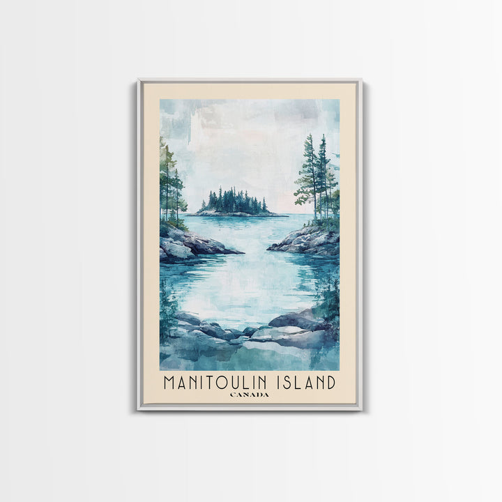 Manitoulin Island, Canada Watercolor Beach Print, Vacation Gift, Canada Wall Art, Framed Canvas Print, Framed Beach Painting