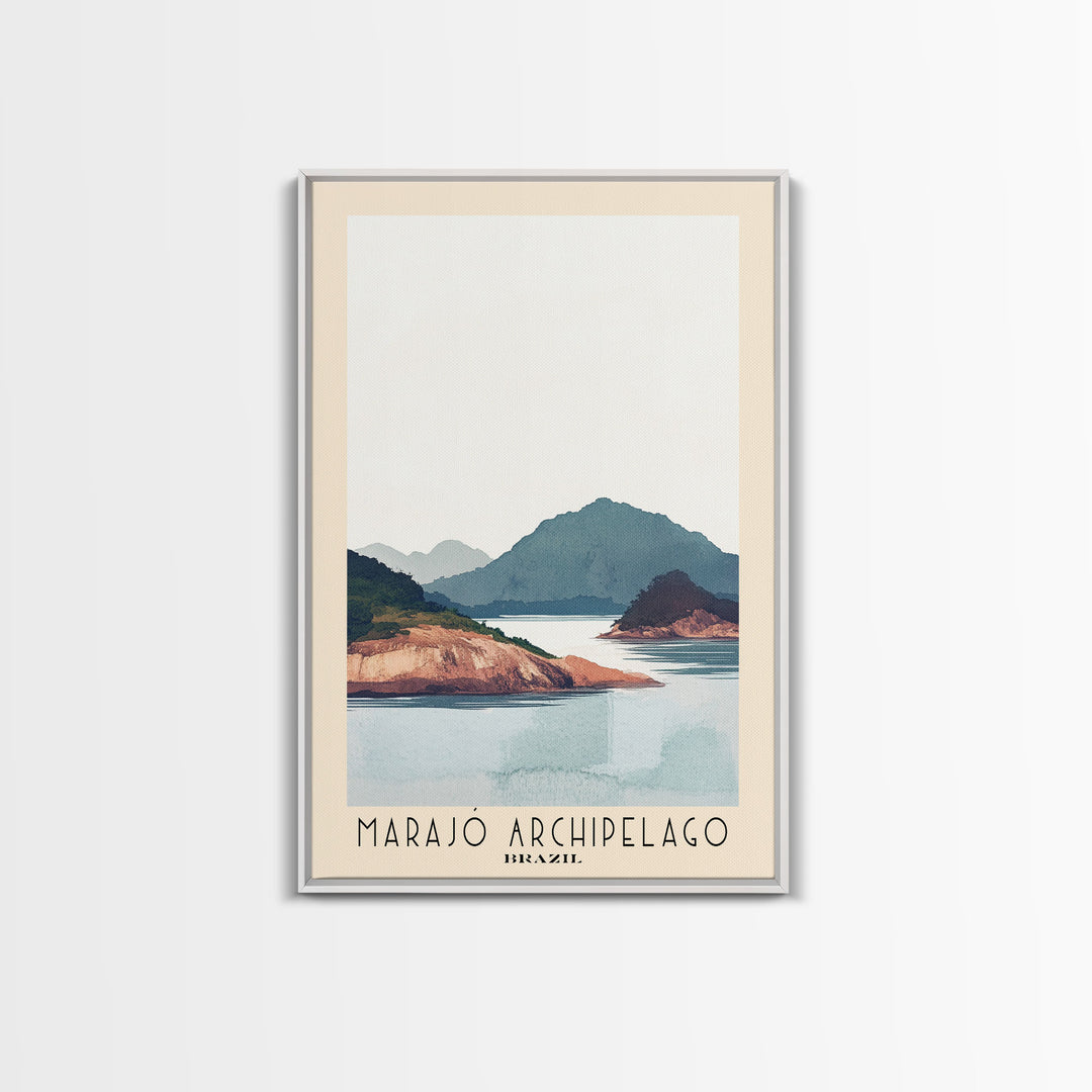 Marajó Archipelago, Brazil Watercolor Print, Vacation Gift, Brazil Wall Art, Beach Painting, Beach Decor, Large Wall Art, Wood Frame Art