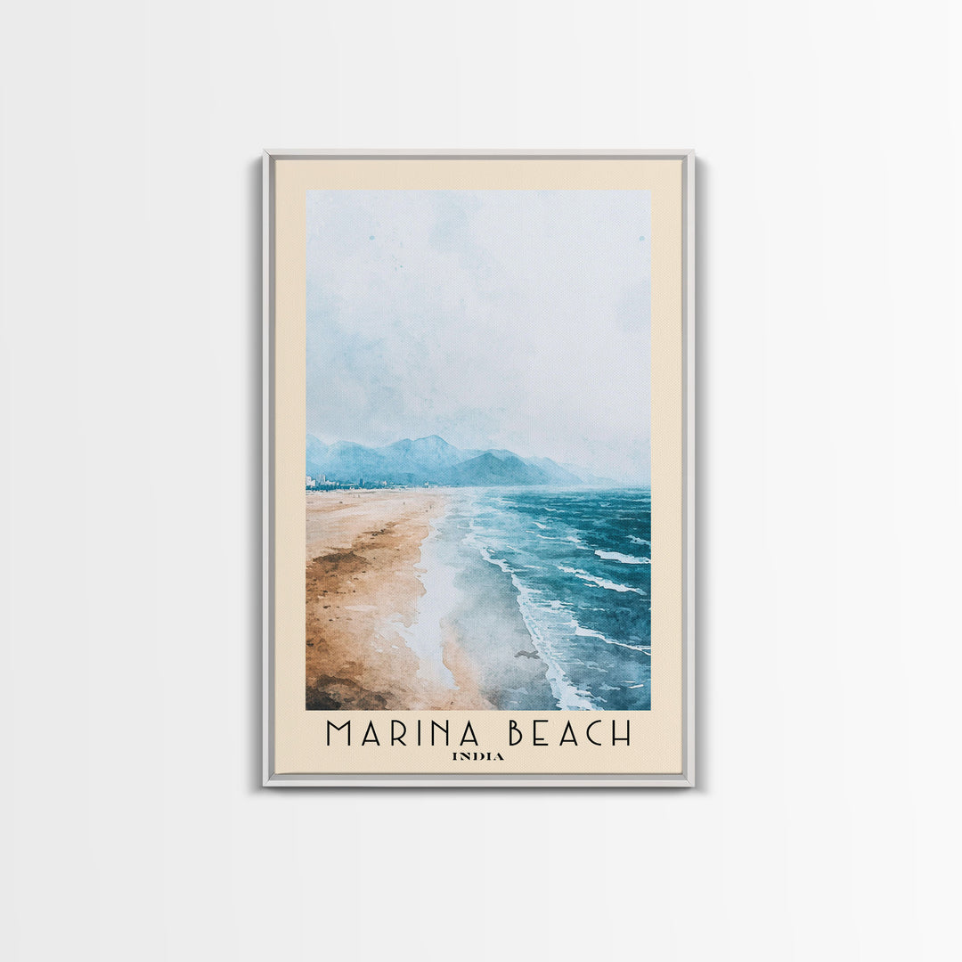 Marina Beach, India Watercolor Print, Vacation Gift, India Wall Art, Vacation Wall Art, Vacatation Memories, Beach Decor, Beach Or Lakehouse Art