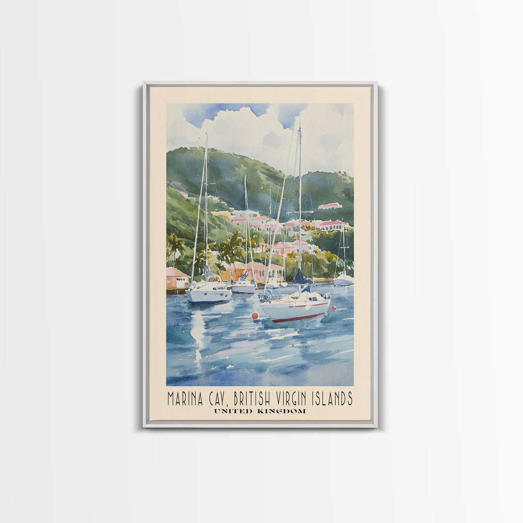 Marina Cay, British Virgin Islands, United Kingdom Watercolor Print, Vacation Gift, United Kingdom Wall Art, Beach Painting, Beach Decor, Beach Or Lakehouse Art