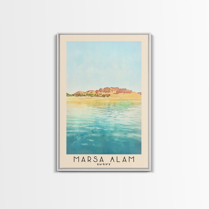 Marsa Alam, Egypt Watercolor Print, Vacation Gift, Egypt Wall Art, Beach Painting, Beach Decor, Large Wall Art, Wood Frame Art