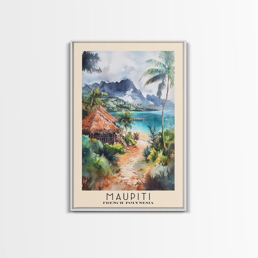 Maupiti, French Polynesia Watercolor Print, Vacation Gift, French Polynesia Wall Art, Vacation Wall Art, Vacatation Memories, Beach Decor, Beach Or Lakehouse Art