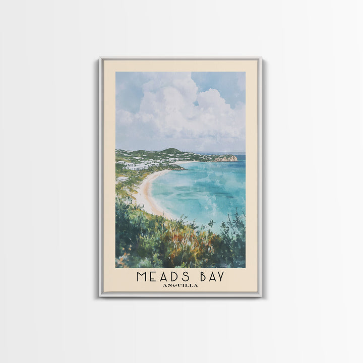 Meads Bay, Anguilla Watercolor Print, Vacation Gift, Anguilla Wall Art, Beach Painting, Beach Decor, Large Wall Art, Wood Frame Art