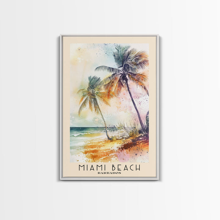 Miami Beach, Barbados Watercolor Beach Print, Vacation Gift, Barbados Wall Art, Beach Painting, Beach Decor, Beach Painting