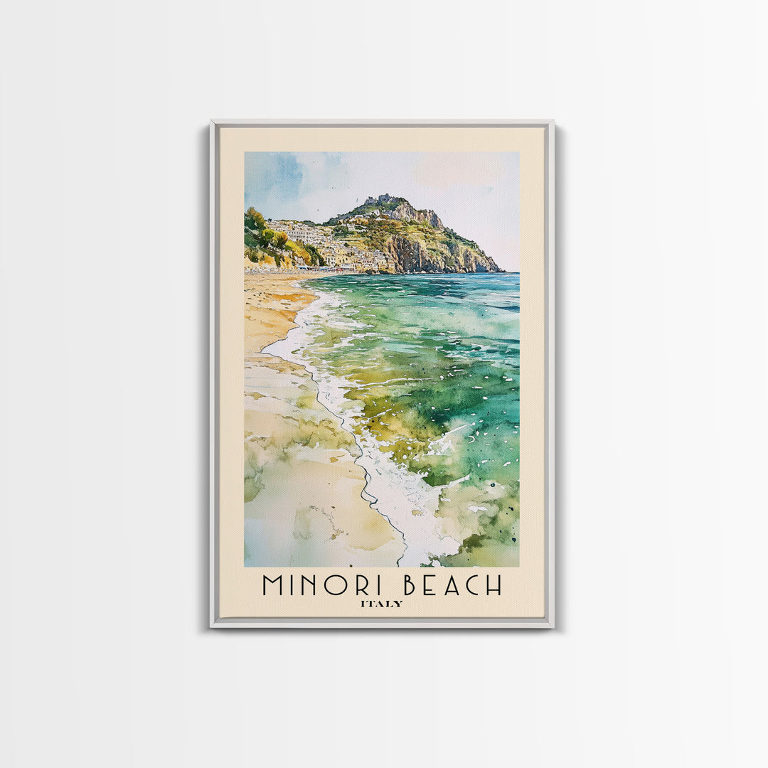 Minori Beach, Italy Watercolor Beach Print, Vacation Gift, Italy Wall Art, Beach Painting, Beach Decor, Beach Painting