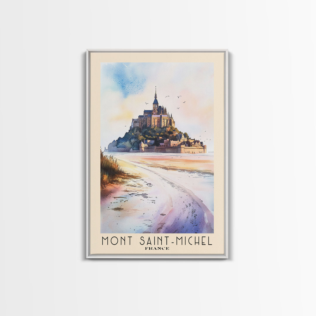 Mont Saint-Michel, France Watercolor Beach Print, Vacation Gift, France Wall Art, Beach Painting, Beach Decor, Beach Painting