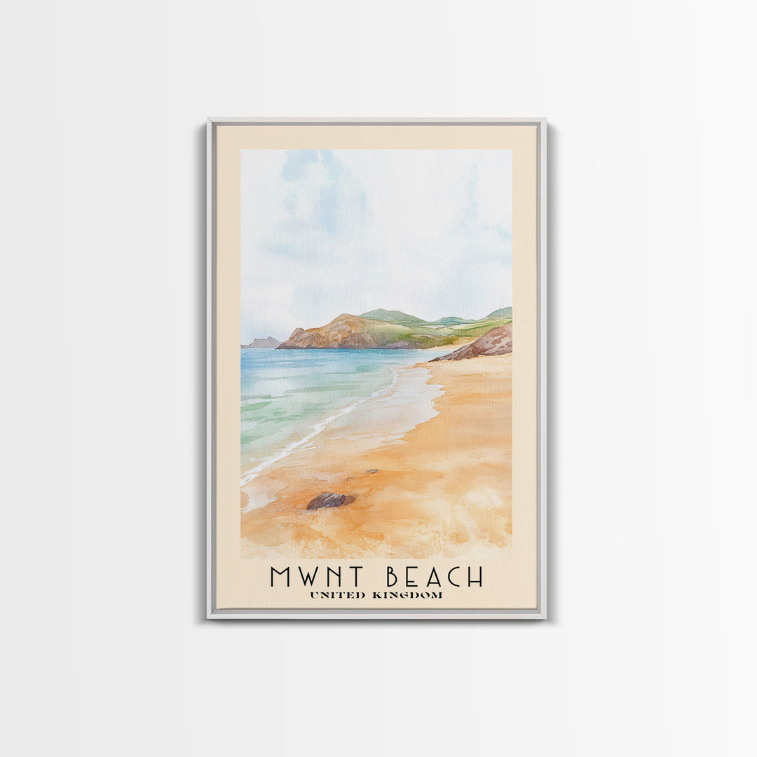 Mwnt Beach, United Kingdom Watercolor Print, Vacation Gift, United Kingdom Wall Art, Beach Painting, Beach Decor, Beach Or Lakehouse Art