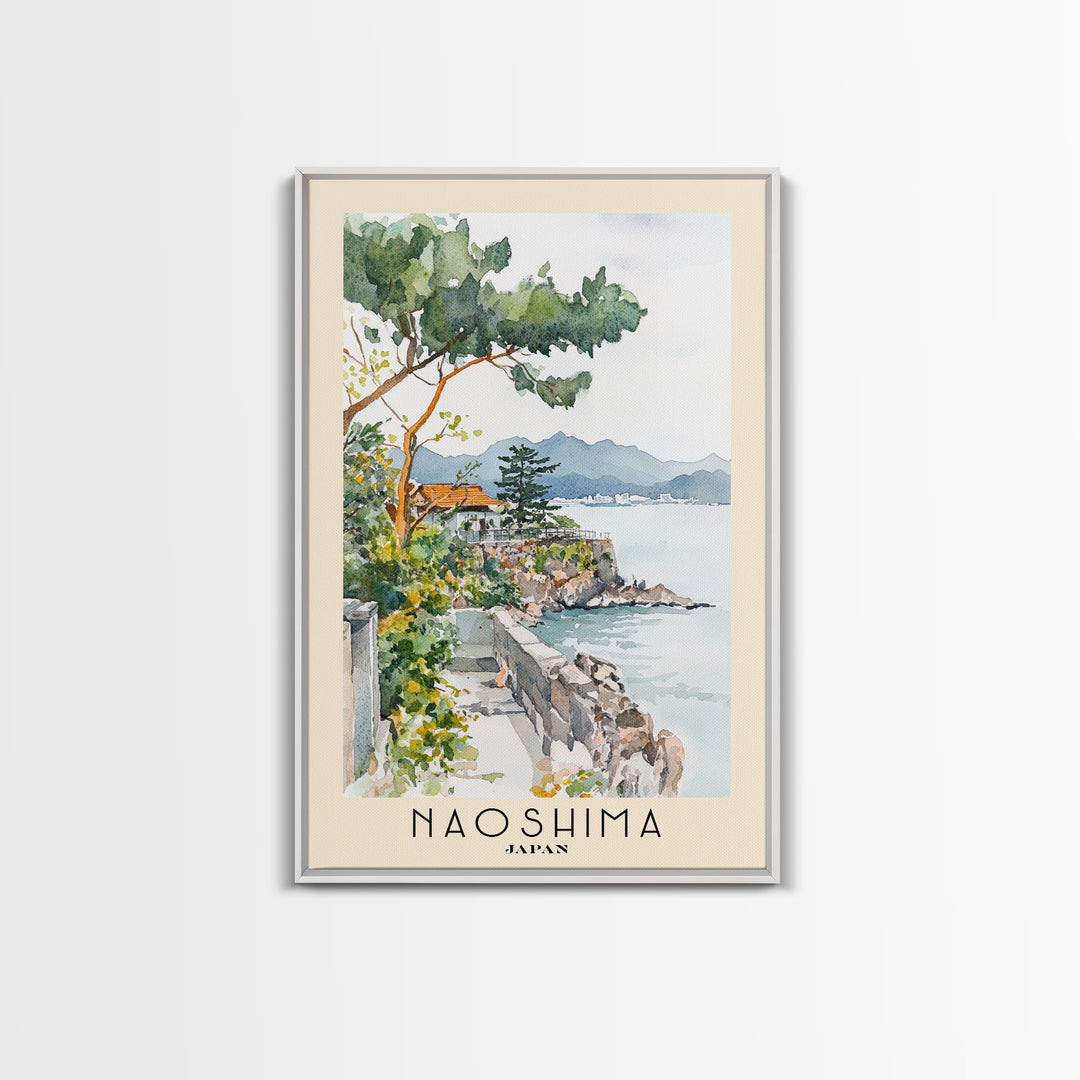 Naoshima, Japan Watercolor Beach Print, Vacation Gift, Japan Wall Art, Beach Painting, Beach Decor, Beach Painting