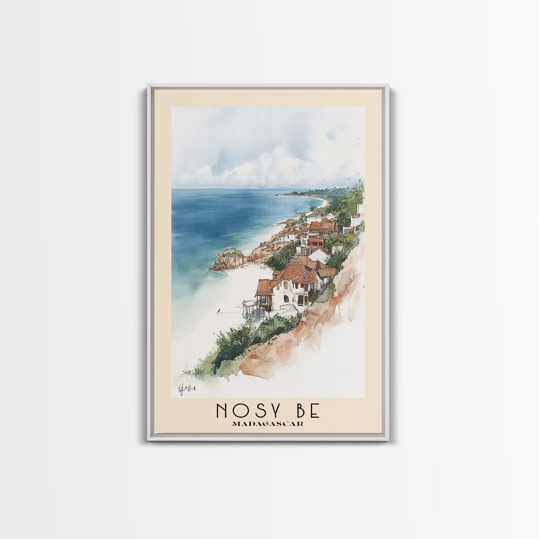 Nosy Be, Madagascar Watercolor Beach Print, Vacation Gift, Madagascar Wall Art, Framed Canvas Print, Framed Beach Painting