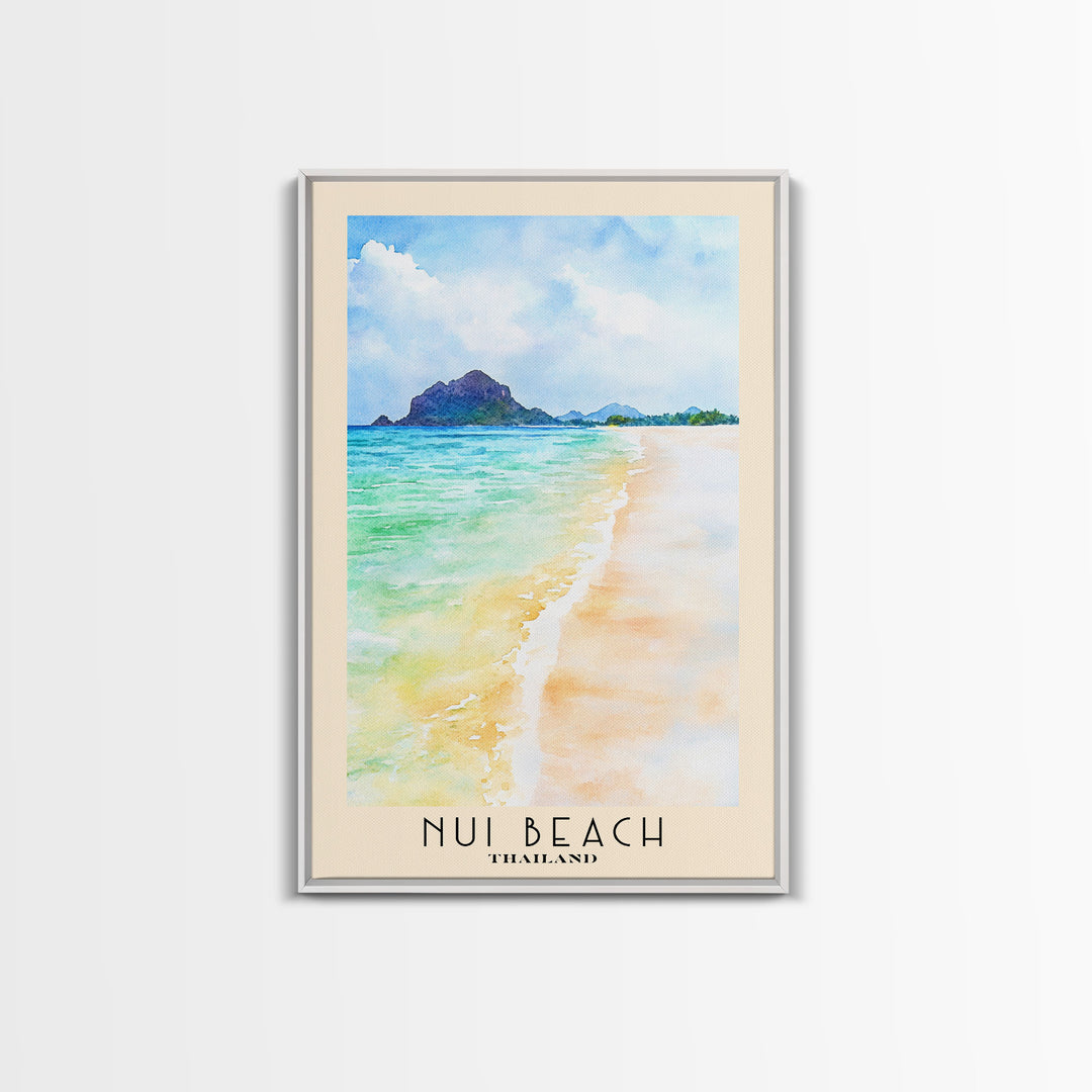 Nui Beach, Thailand Watercolor Print, Vacation Gift, Thailand Wall Art, Beach Painting, Beach Decor, Large Wall Art, Wood Frame Art