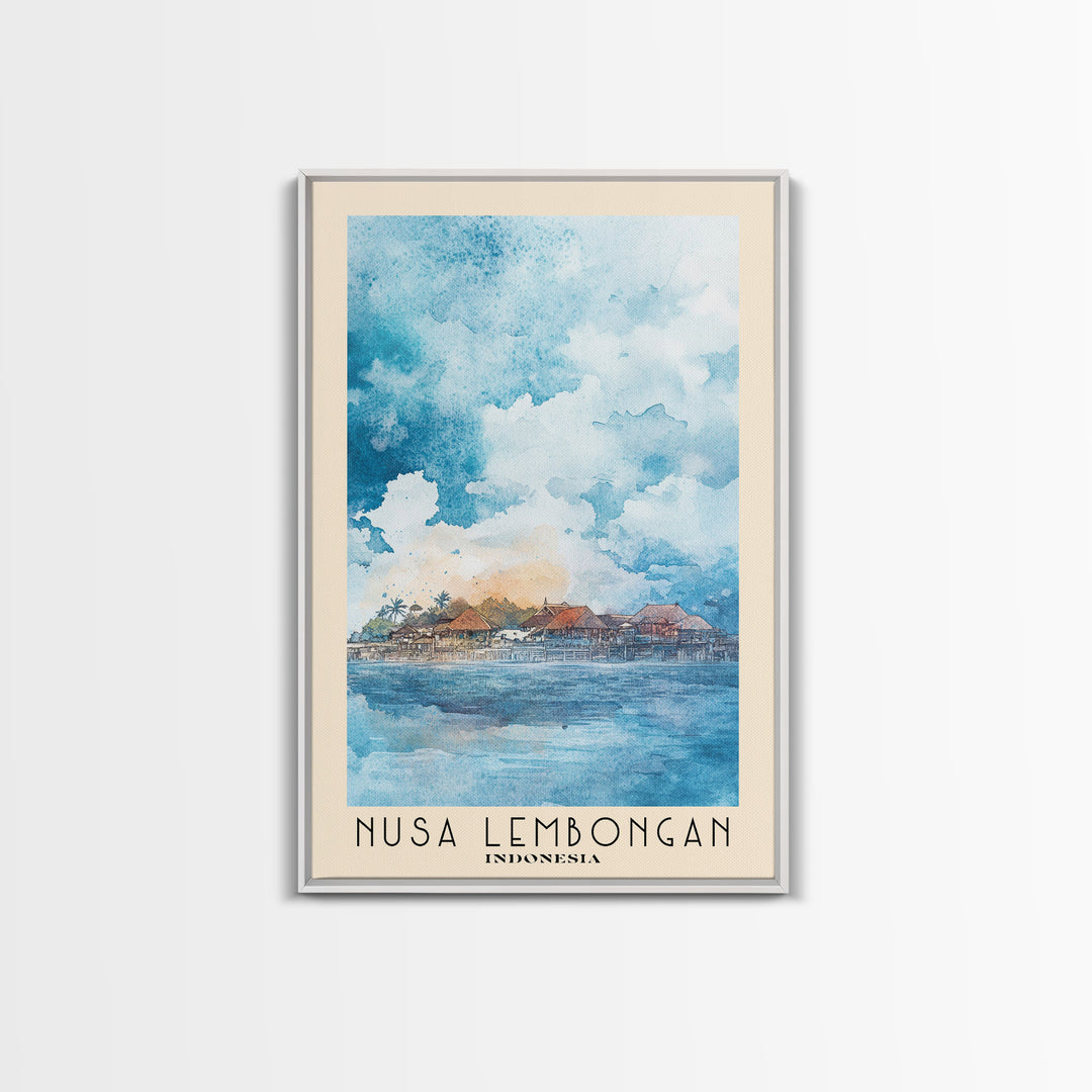 Nusa Lembongan, Indonesia Watercolor Print, Vacation Gift, Indonesia Wall Art, Beach Painting, Beach Decor, Large Wall Art, Wood Frame Art