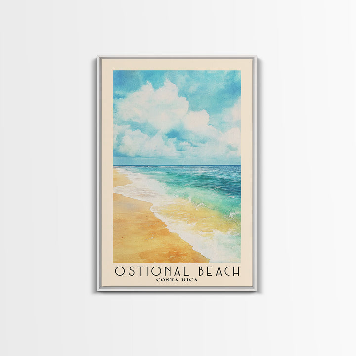 Ostional Beach, Costa Rica Watercolor Beach Print, Vacation Gift, Costa Rica Wall Art, Framed Canvas Print, Framed Beach Painting