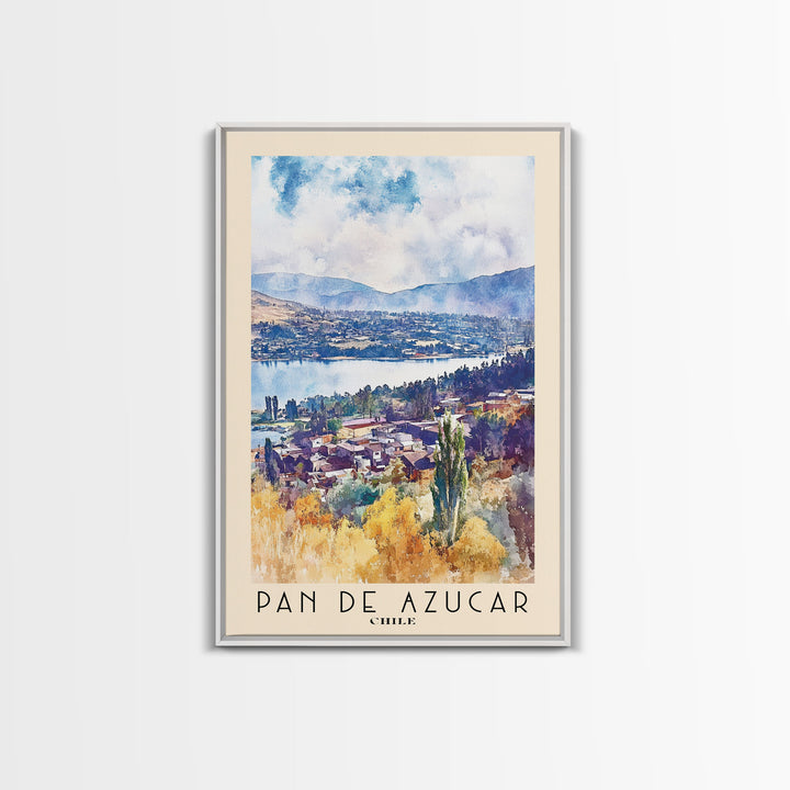 Pan de Azucar, Chile Watercolor Beach Print, Vacation Gift, Chile Wall Art, Framed Canvas Print, Framed Beach Painting