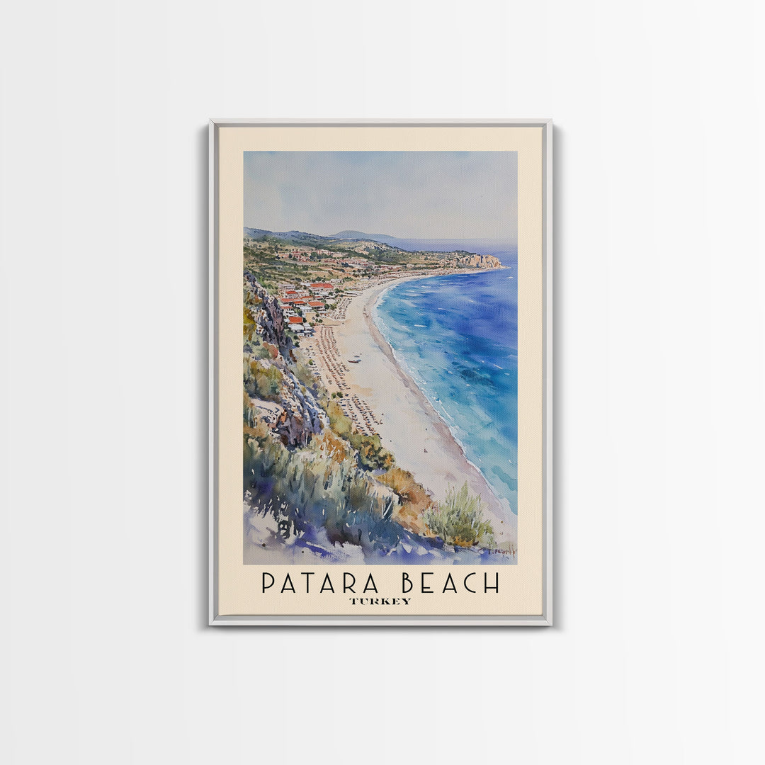 Patara Beach, Turkey Watercolor Print, Vacation Gift, Turkey Wall Art, Beach Painting, Beach Decor, Large Wall Art, Wood Frame Art