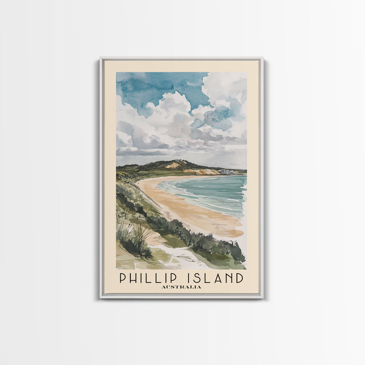 Phillip Island, Australia Watercolor Print, Vacation Gift, Australia Wall Art, Beach Painting, Beach Decor, Large Wall Art, Wood Frame Art