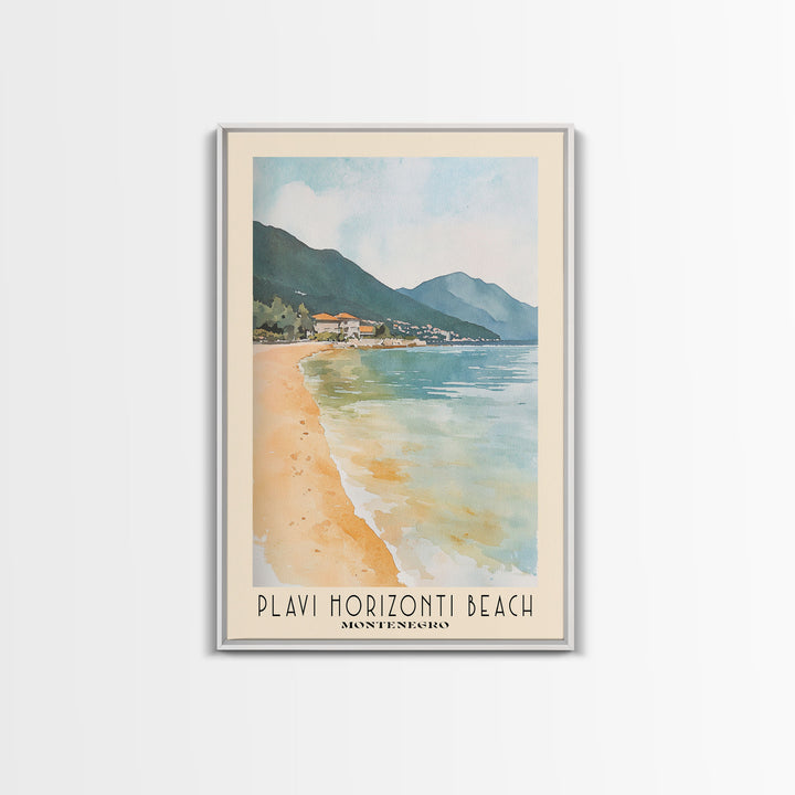 Plavi Horizonti Beach, Montenegro Watercolor Print, Vacation Gift, Montenegro Wall Art, Vacation Wall Art, Vacatation Memories, Beach Decor, Beach Or Lakehouse Art