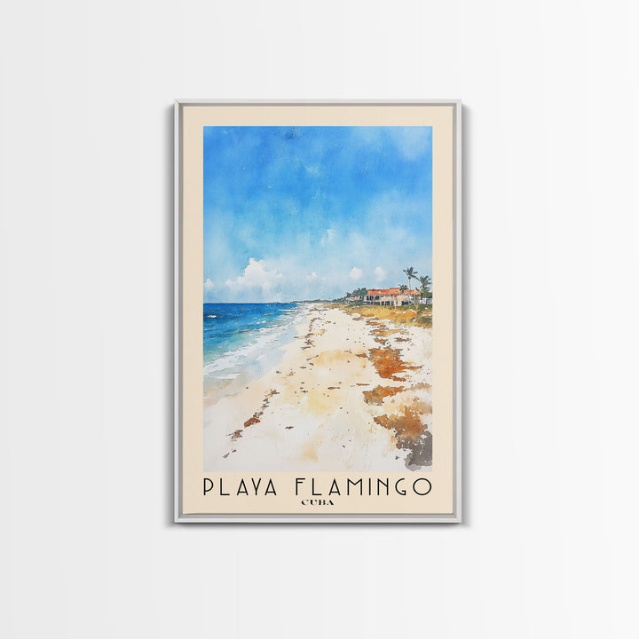 Playa Flamingo, Cuba Watercolor Beach Print, Vacation Gift, Cuba Wall Art, Beach Painting, Beach Decor, Beach Painting