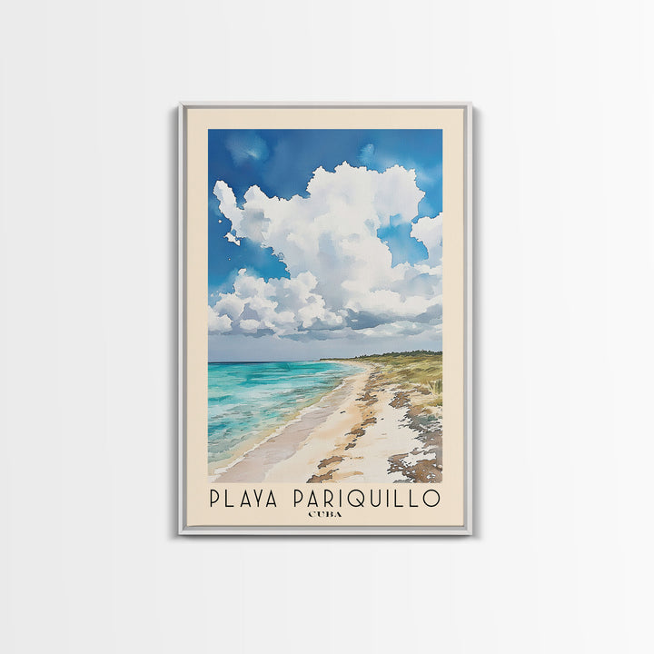 Playa Pariquillo, Cuba Watercolor Print, Vacation Gift, Cuba Wall Art, Beach Painting, Beach Decor, Large Wall Art, Wood Frame Art