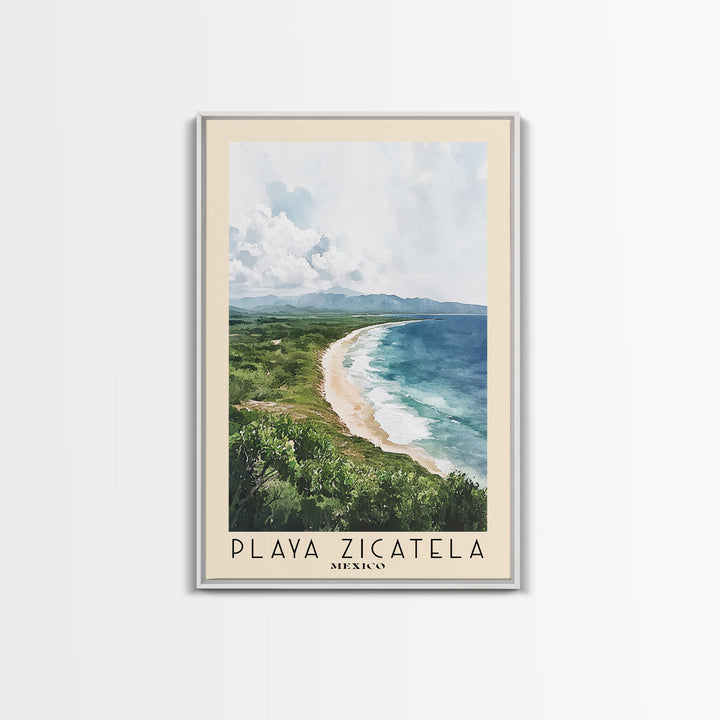 Playa Zicatela, Mexico Watercolor Print, Vacation Gift, Mexico Wall Art, Vacation Wall Art, Vacatation Memories, Beach Decor, Beach Or Lakehouse Art