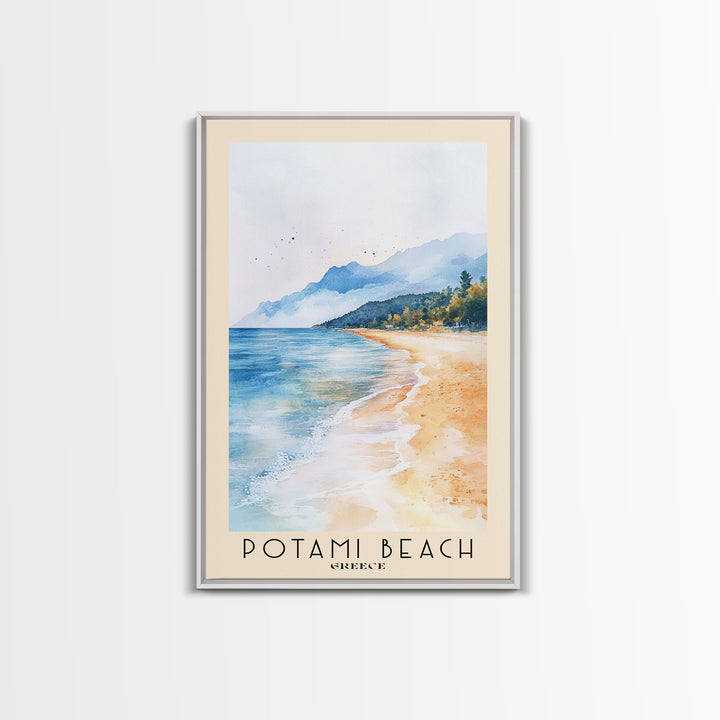 Potami Beach, Greece Watercolor Print, Vacation Gift, Greece Wall Art, Beach Painting, Beach Decor, Beach Or Lakehouse Art