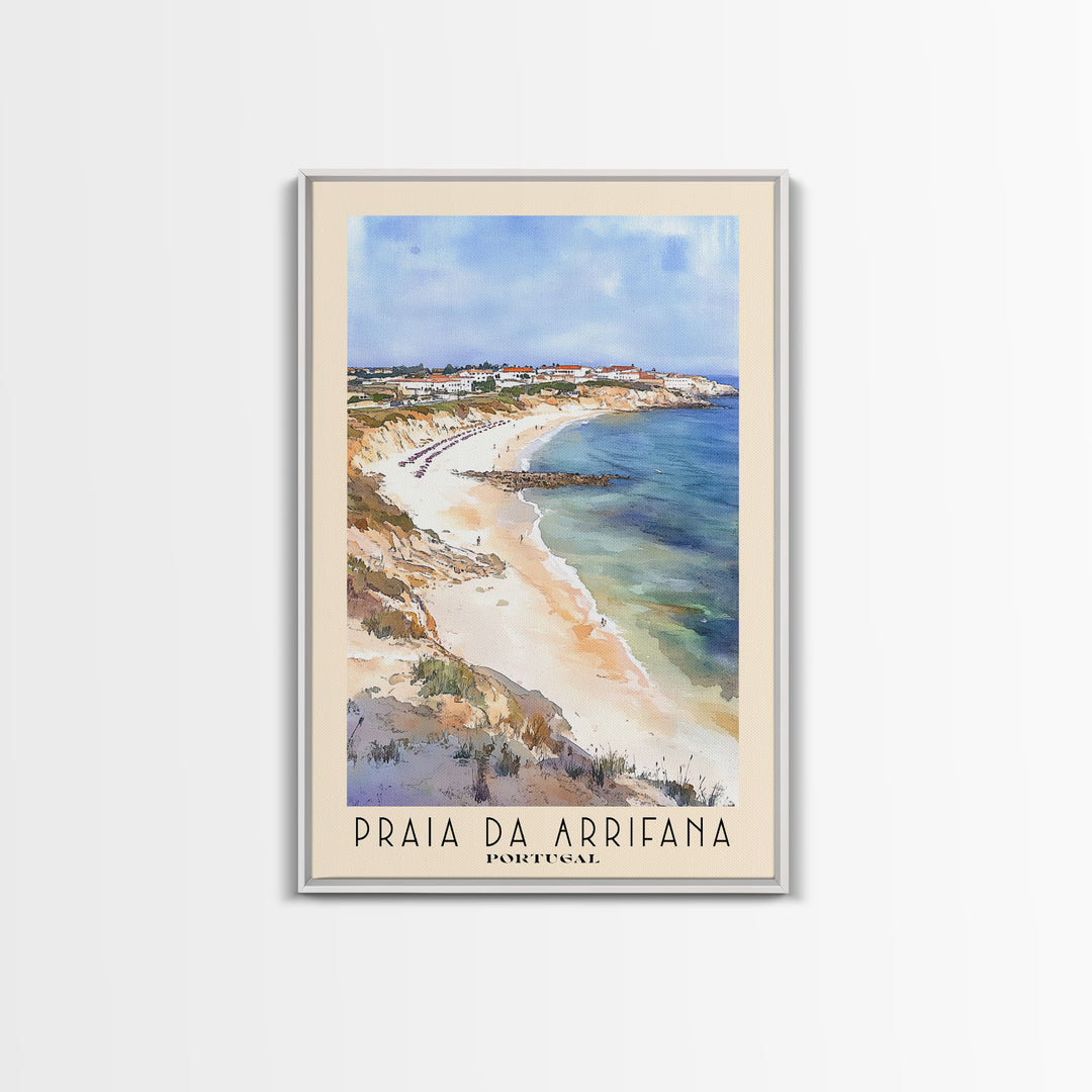 Praia da Arrifana, Portugal Watercolor Print, Vacation Gift, Portugal Wall Art, Vacation Wall Art, Vacatation Memories, Beach Decor, Beach Or Lakehouse Art