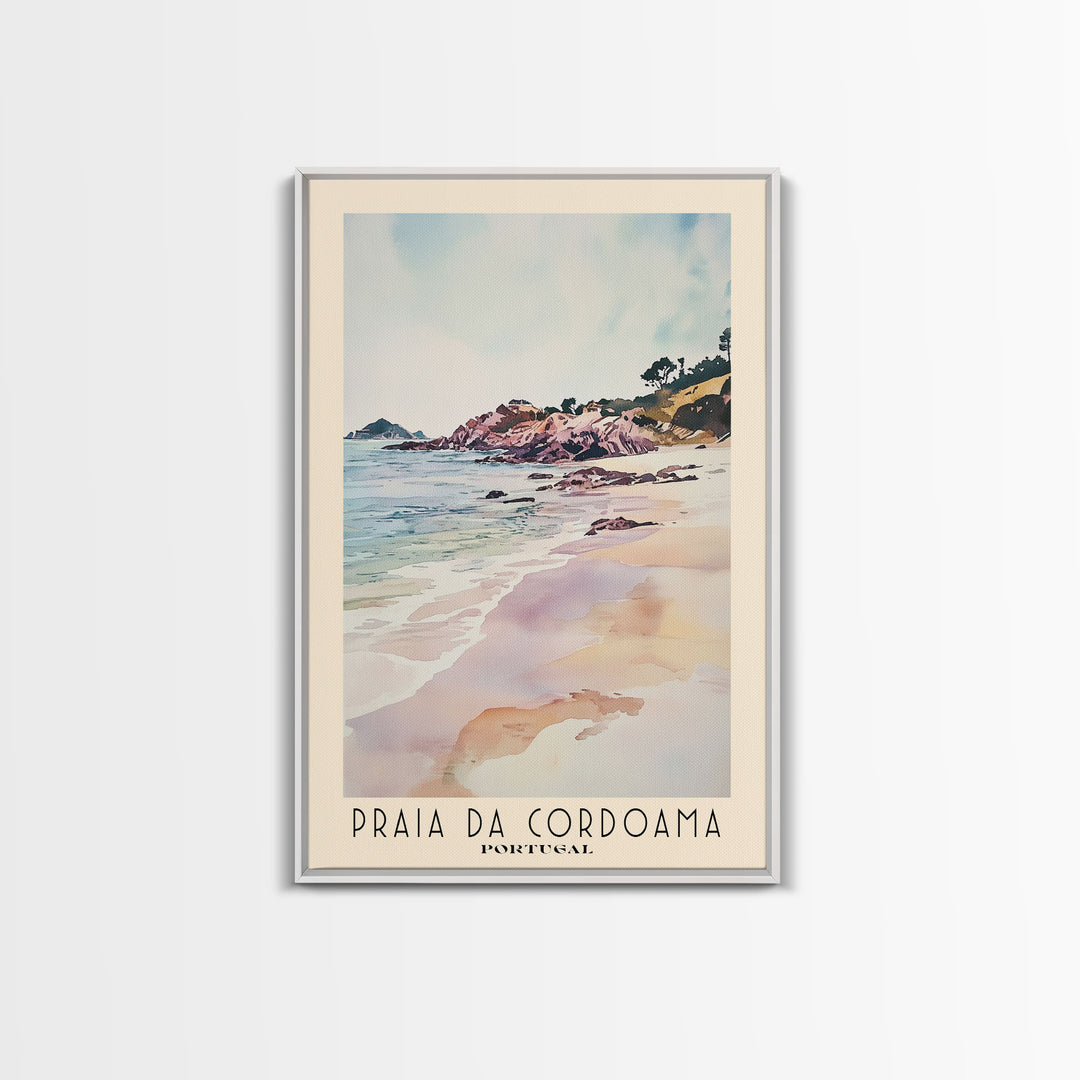 Praia da Cordoama, Portugal Watercolor Beach Print, Vacation Gift, Portugal Wall Art, Beach Painting, Beach Decor, Beach Painting