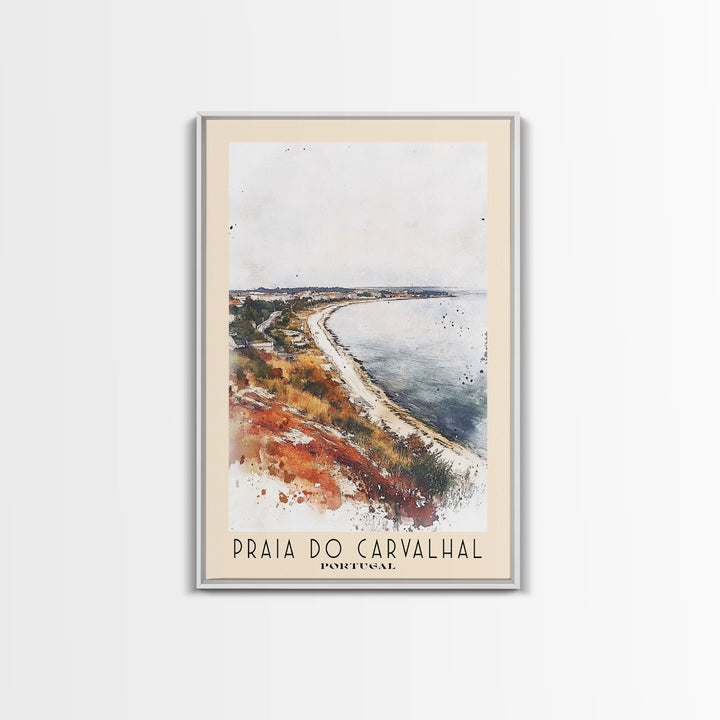 Praia do Carvalhal, Portugal Watercolor Print, Vacation Gift, Portugal Wall Art, Beach Painting, Beach Decor, Large Wall Art, Wood Frame Art