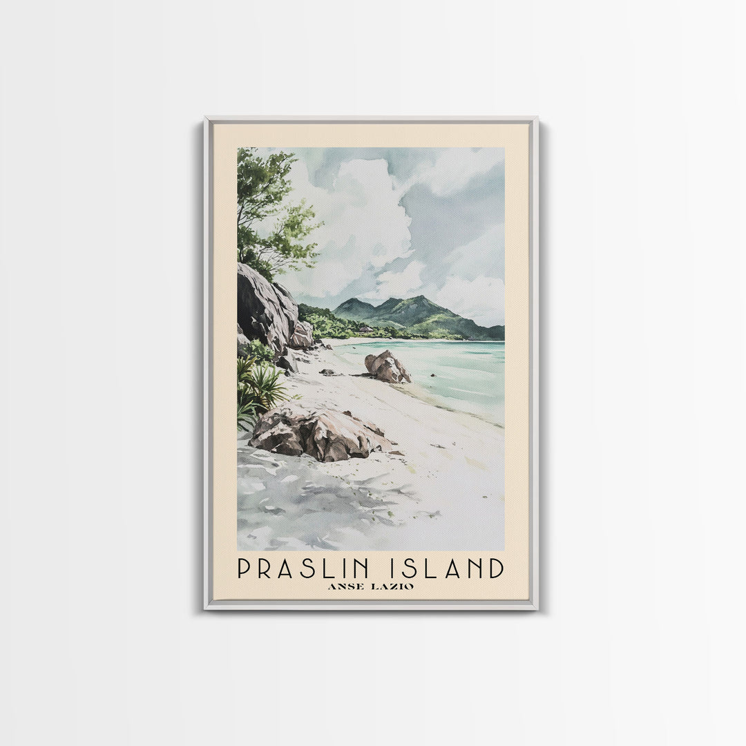 Praslin Island, Anse Lazio Watercolor Print, Vacation Gift, Anse Lazio Wall Art, Beach Painting, Beach Decor, Beach Or Lakehouse Art