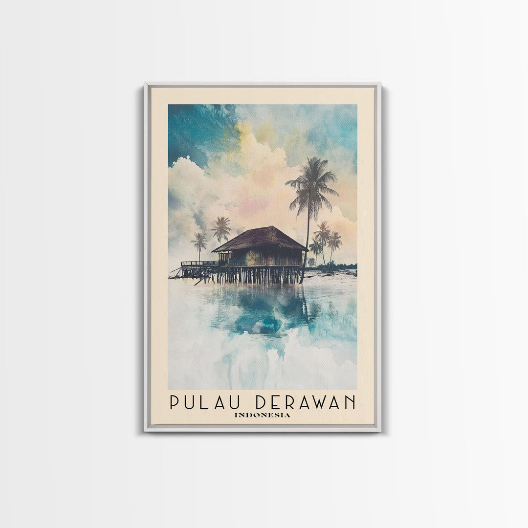 Pulau Derawan, Indonesia Watercolor Beach Print, Vacation Gift, Indonesia Wall Art, Beach Painting, Beach Decor, Beach Painting