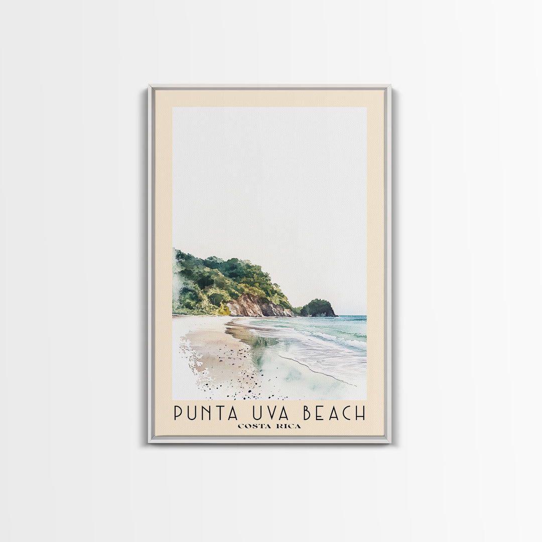 Punta Uva Beach, Costa Rica Watercolor Print, Vacation Gift, Costa Rica Wall Art, Beach Painting, Beach Decor, Large Wall Art, Wood Frame Art