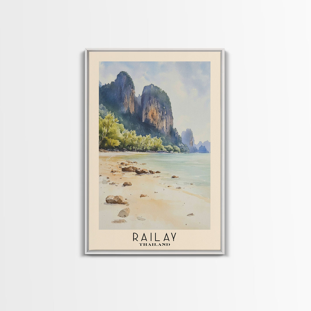 Railay, Thailand Watercolor Print, Vacation Gift, Thailand Wall Art, Vacation Wall Art, Vacatation Memories, Beach Decor, Beach Or Lakehouse Art