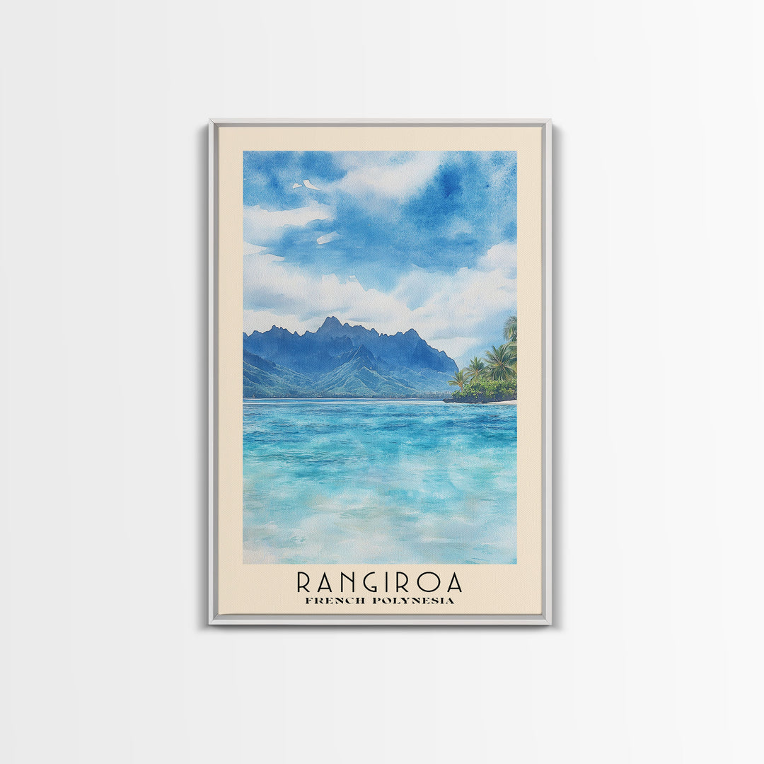 Rangiroa, French Polynesia Watercolor Print, Vacation Gift, French Polynesia Wall Art, Beach Painting, Beach Decor, Beach Or Lakehouse Art