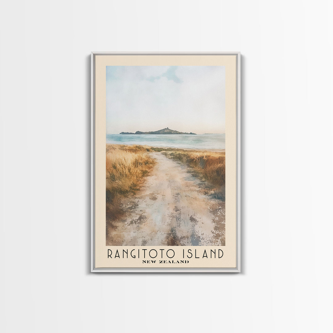 Rangitoto Island, New Zealand Watercolor Beach Print, Vacation Gift, New Zealand Wall Art, Beach Painting, Beach Decor, Beach Painting