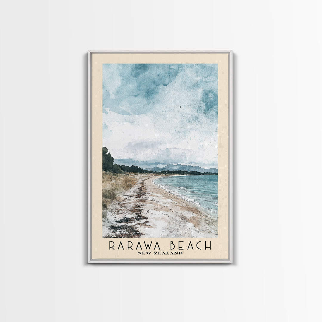 Rarawa Beach, New Zealand Watercolor Print, Vacation Gift, New Zealand Wall Art, Beach Painting, Beach Decor, Large Wall Art, Wood Frame Art