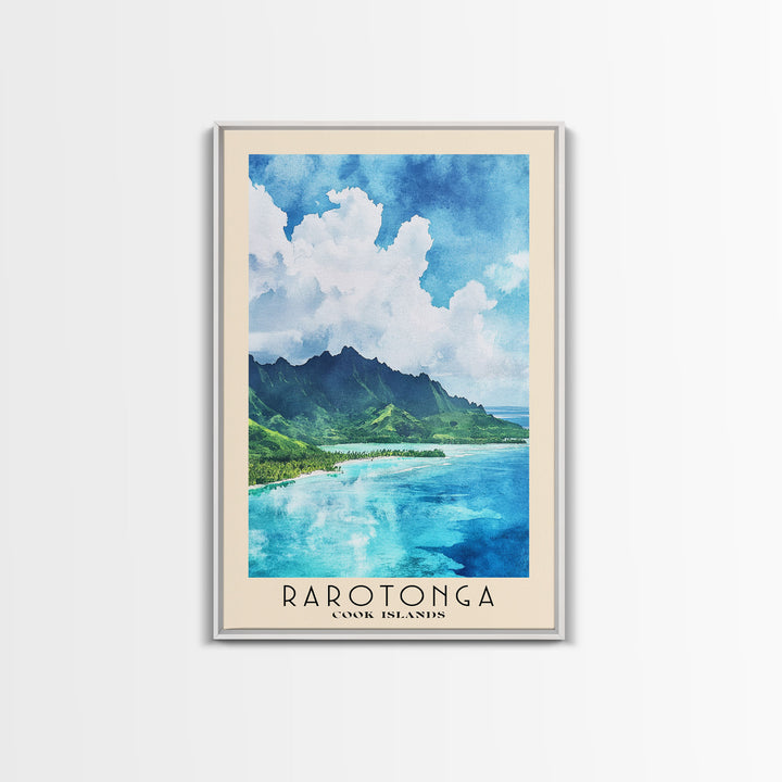 Rarotonga, Cook Islands Watercolor Beach Print, Vacation Gift, Cook Islands Wall Art, Framed Canvas Print, Framed Beach Painting