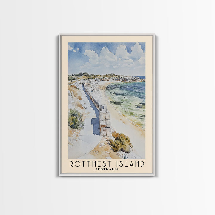 Rottnest Island, Australia Watercolor Print, Vacation Gift, Australia Wall Art, Beach Painting, Beach Decor, Large Wall Art, Wood Frame Art