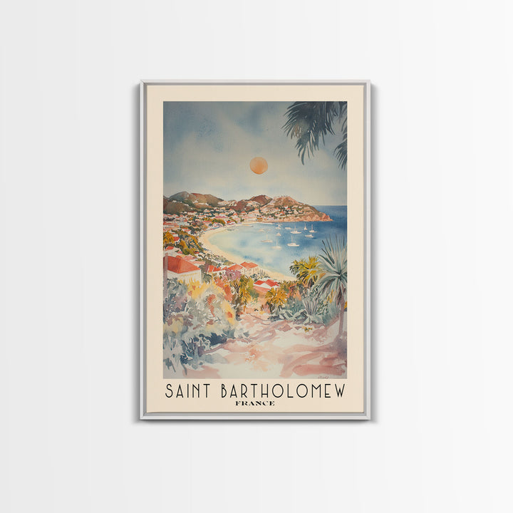 Saint Bartholomew, France Watercolor Print, Vacation Gift, France Wall Art, Beach Painting, Beach Decor, Beach Or Lakehouse Art