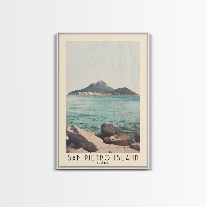 San Pietro Island, Italy Watercolor Print, Vacation Gift, Italy Wall Art, Beach Painting, Beach Decor, Large Wall Art, Wood Frame Art